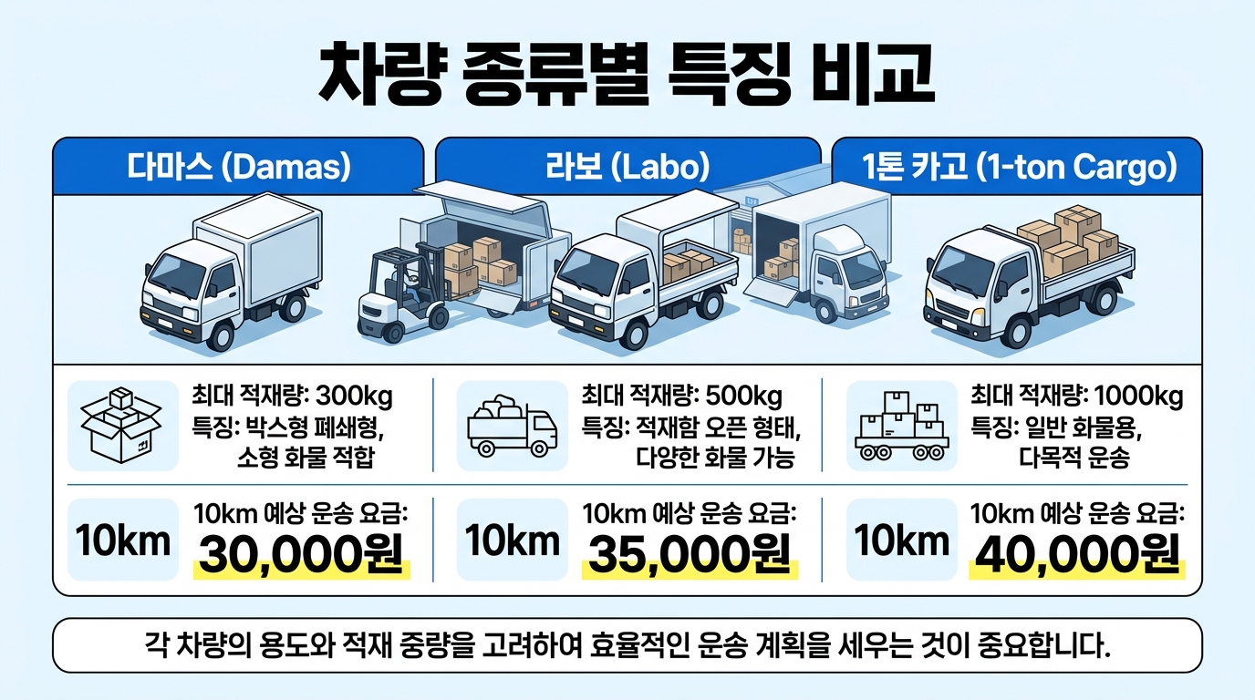 차량 종류별 특징 비교