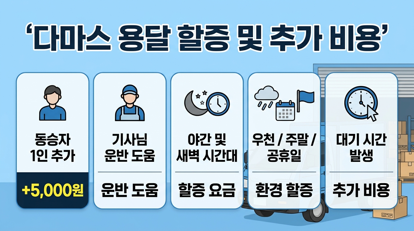 다마스 용달 할증 및 추가 비용