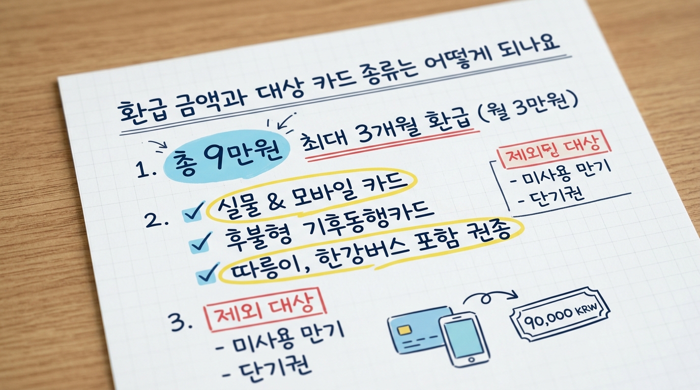 환급 금액과 대상 카드 종류는 어떻게 되나요