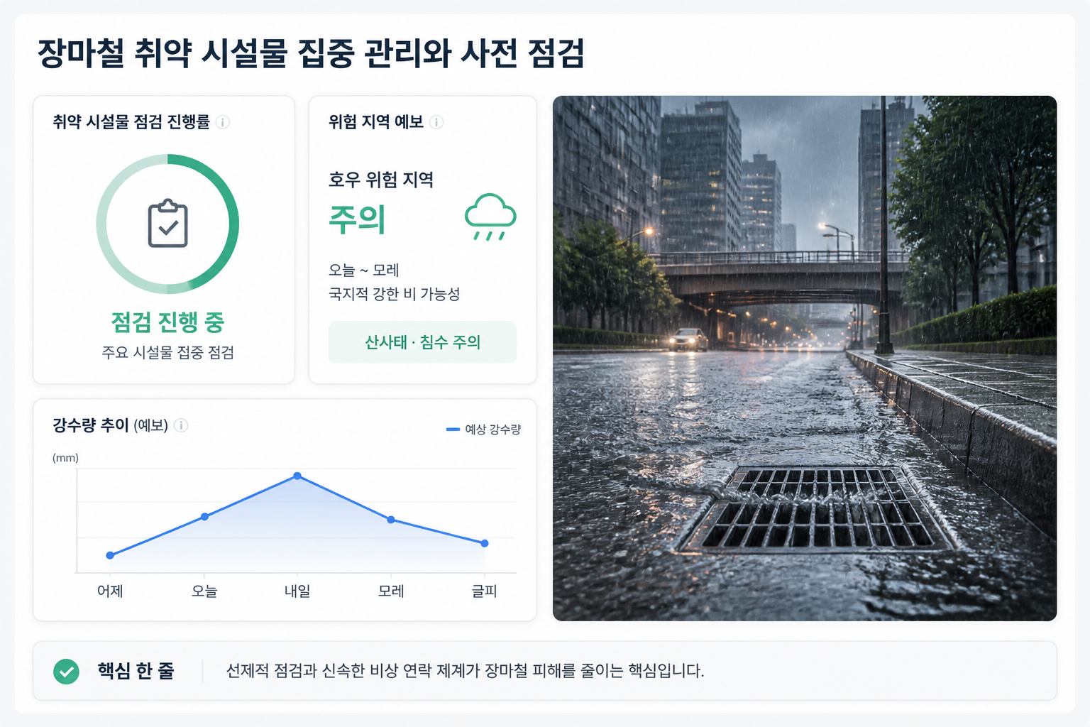 장마철 취약 시설물 집중 관리와 사전 점검
